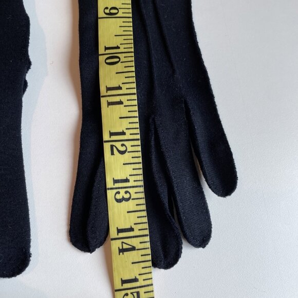 Vintage 60s Meyers Make Long Evening Gloves Size 6 1/2 Black Cotton Elegant - Picture 6 of 10